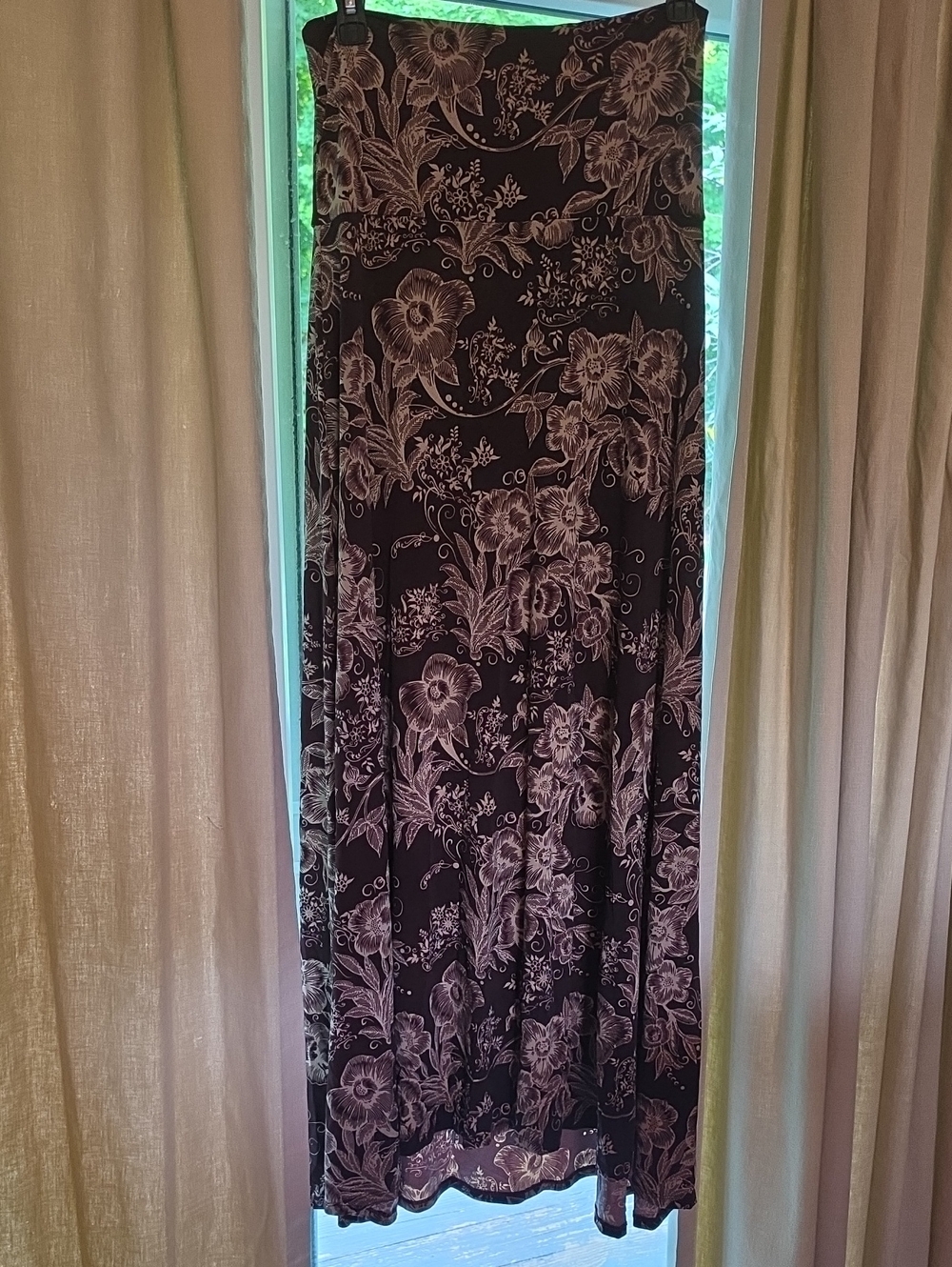 LuLaRoe Black Maxi Skirt with Ivory Floral Print